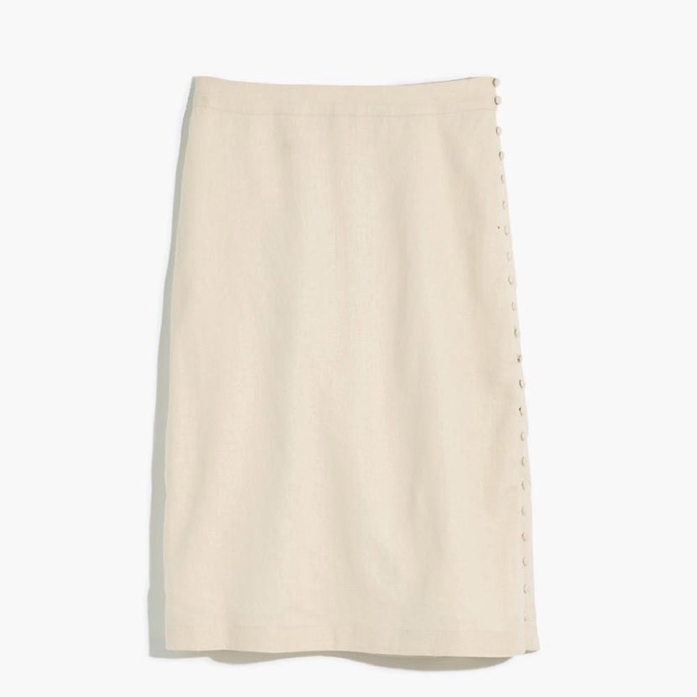 Madewell Button Slit Midi Skirt in cream NWOT